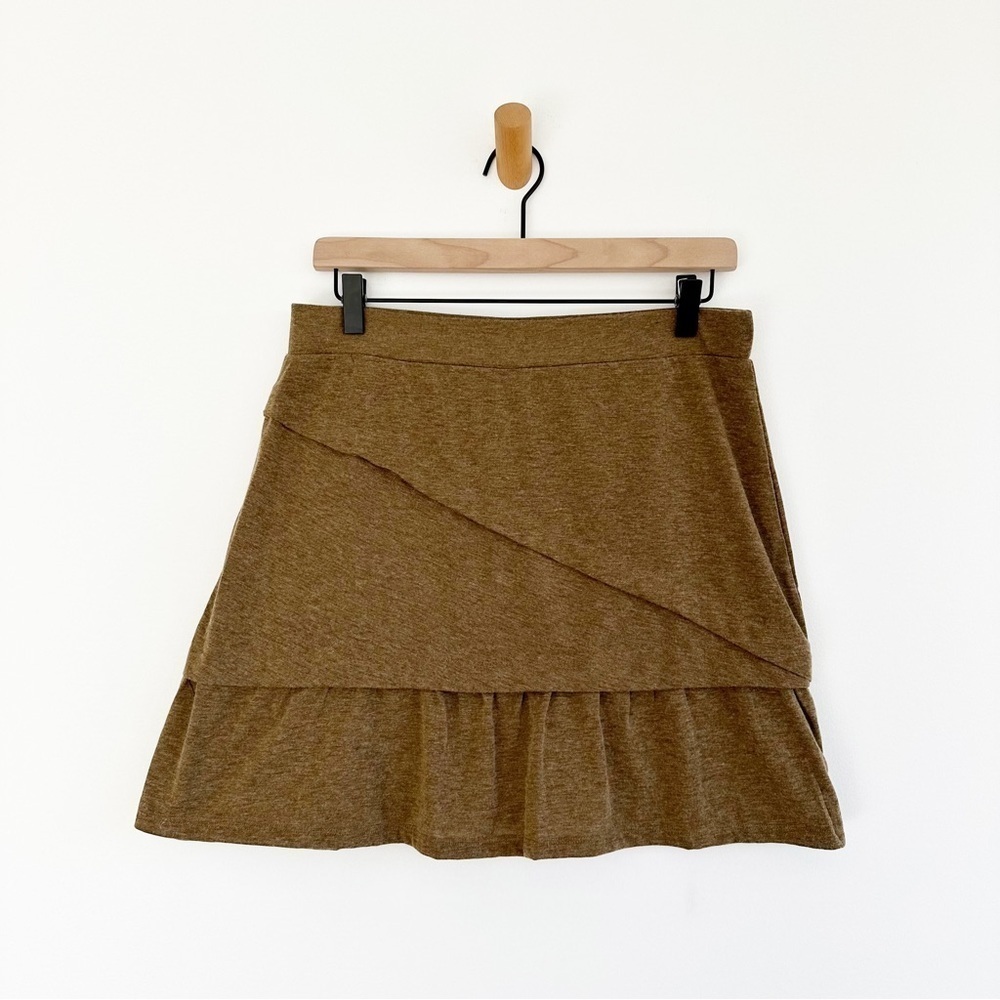 Prana Leah Brown Tiered Wool Blend A-Line Skirt Size Small